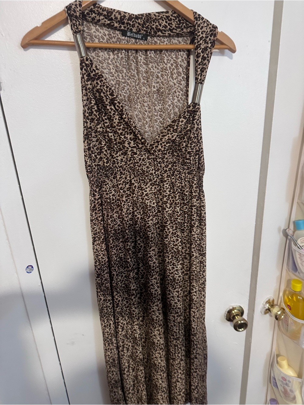 Leopard Print Maxi Dress - Beige/Brown